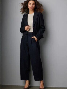 Wit & Wisdom Skyrise Relaxed Barrel Leg Pleated Trousers; EUC; Size 10; Indigo
